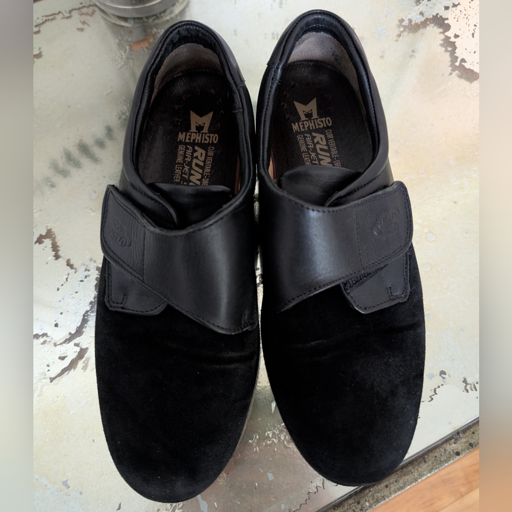 Mephisto Runoff Air Jet Women's Leather & Suede Loafers Black Size 8 Shoes